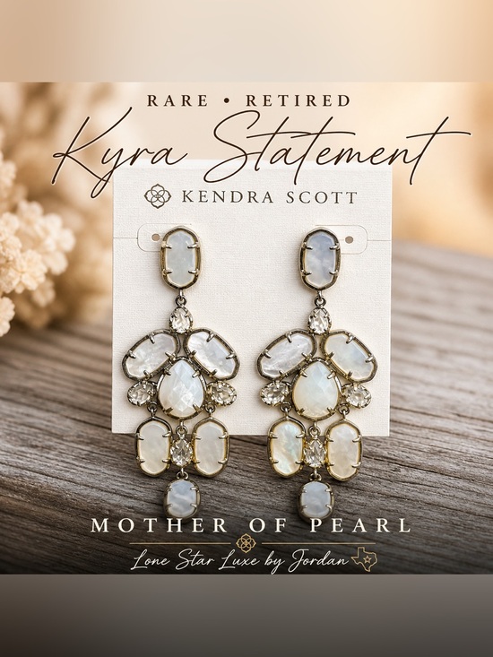 Jewelry - Kendra Scott Kyra Statement Earrings Ivory MOP Silver Rare HTF Vintage